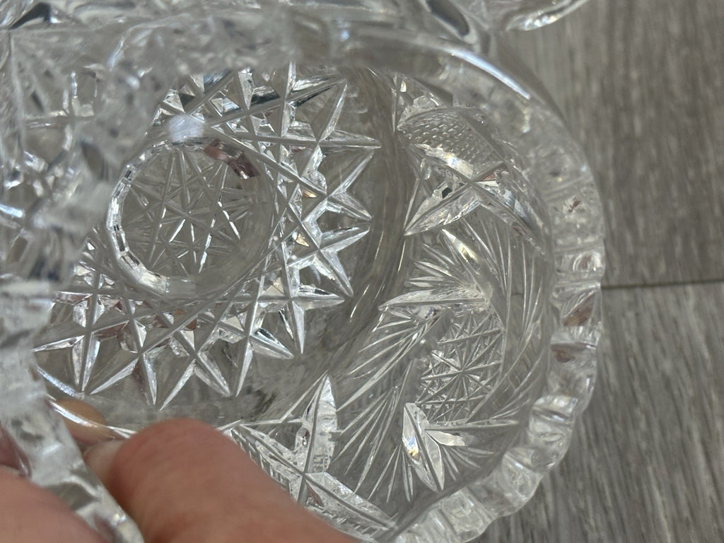 Mid Century Molded Glass Sugar bowl - Fire Polished ABP Style No Seems Starburst