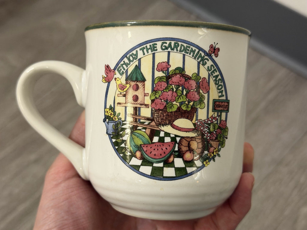 International Tableworks Coffee Mug Stoneware “Enjoy The Gardening Season” VNTG