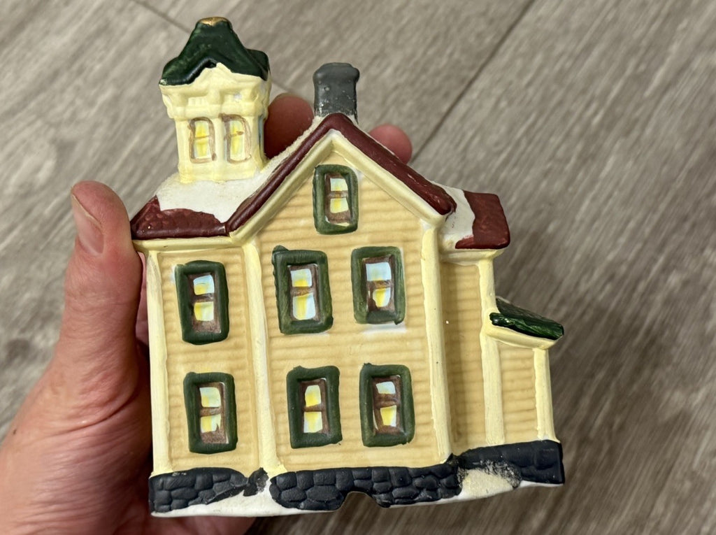 Mini Holiday Time Christmas Village House 3.75” X 4.5” For Tea-light