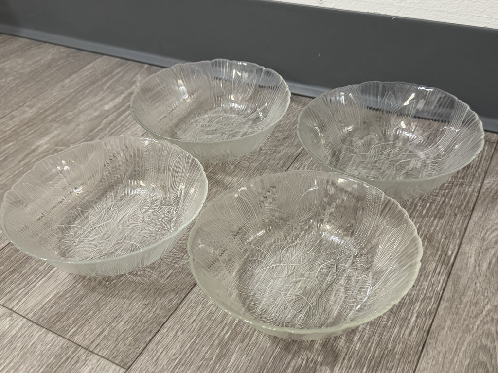 Set of 4 Arcoroc USA Glass Canterbury Crocus 6.25" Cereal/Salad Bowls - textured