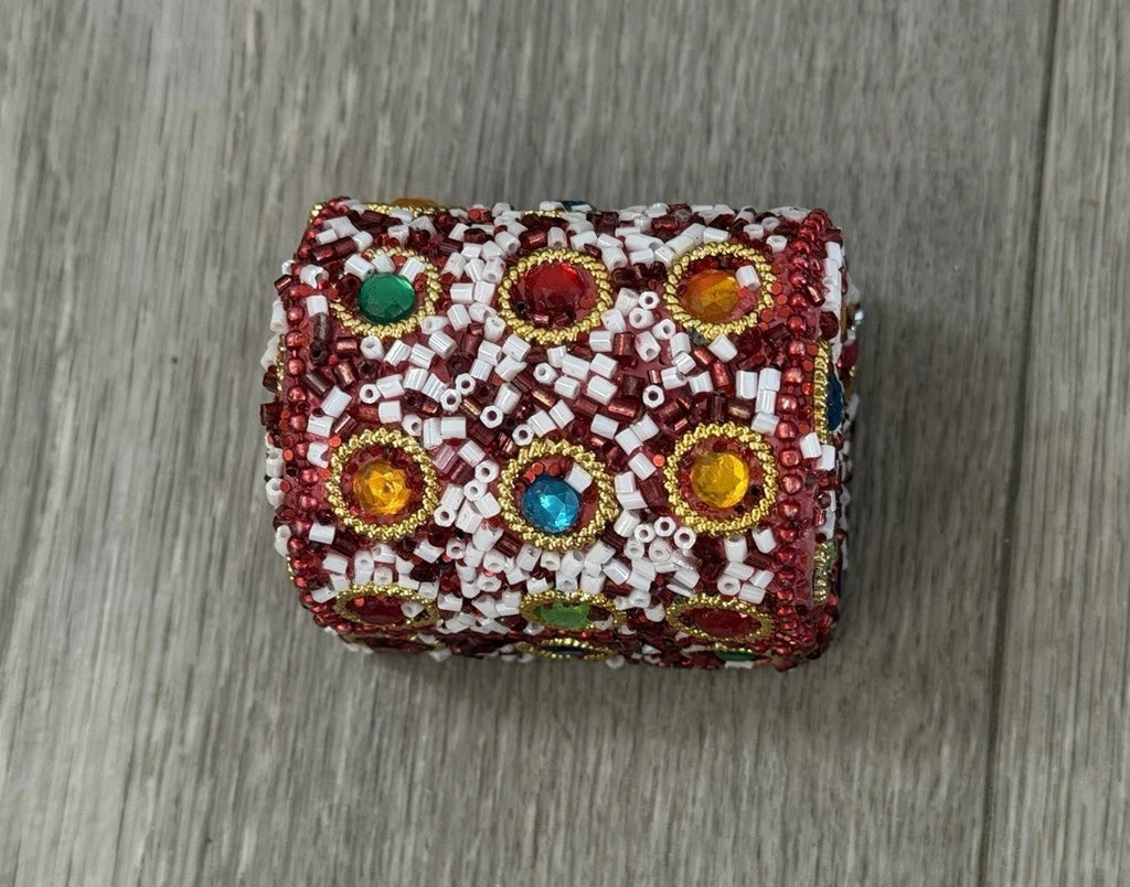 Handcrafted One-of-a-Kind Multi Color Beaded Mini Chest Trinket Gift Box