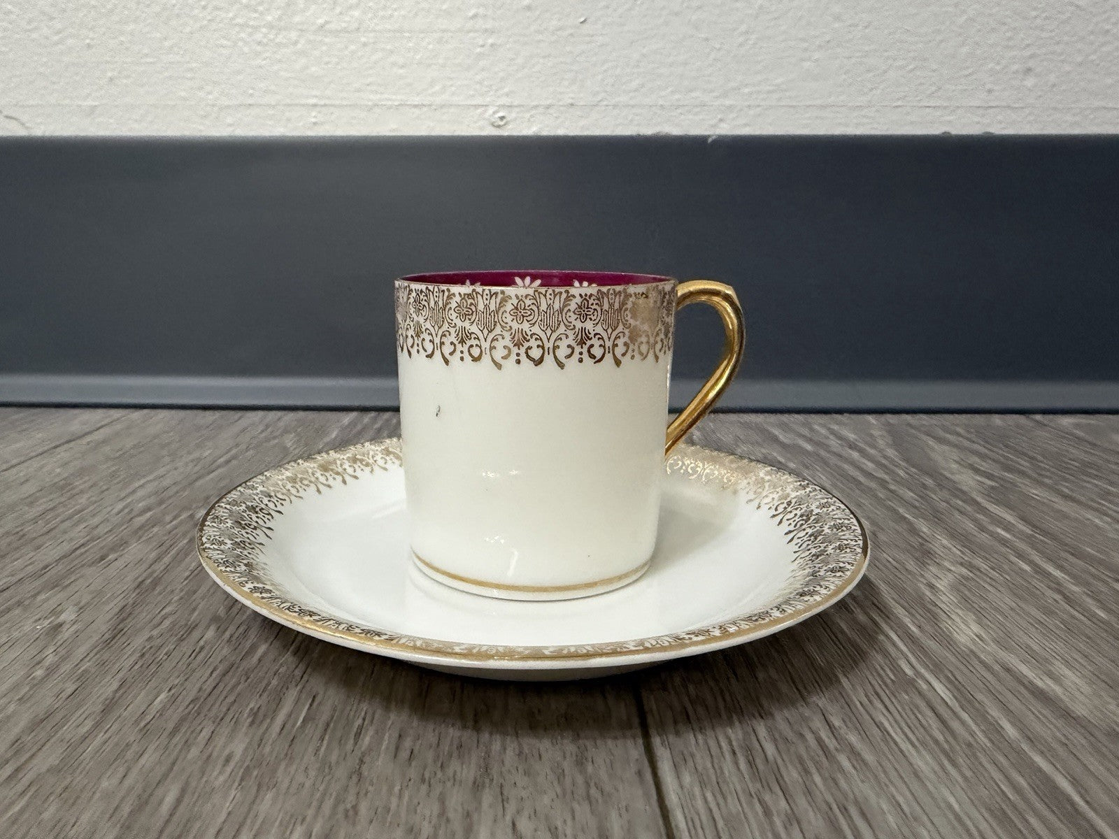 Small Size Antique CT Altwasser Germany Porcelain Tea Cup & Saucer Set Gold Trim