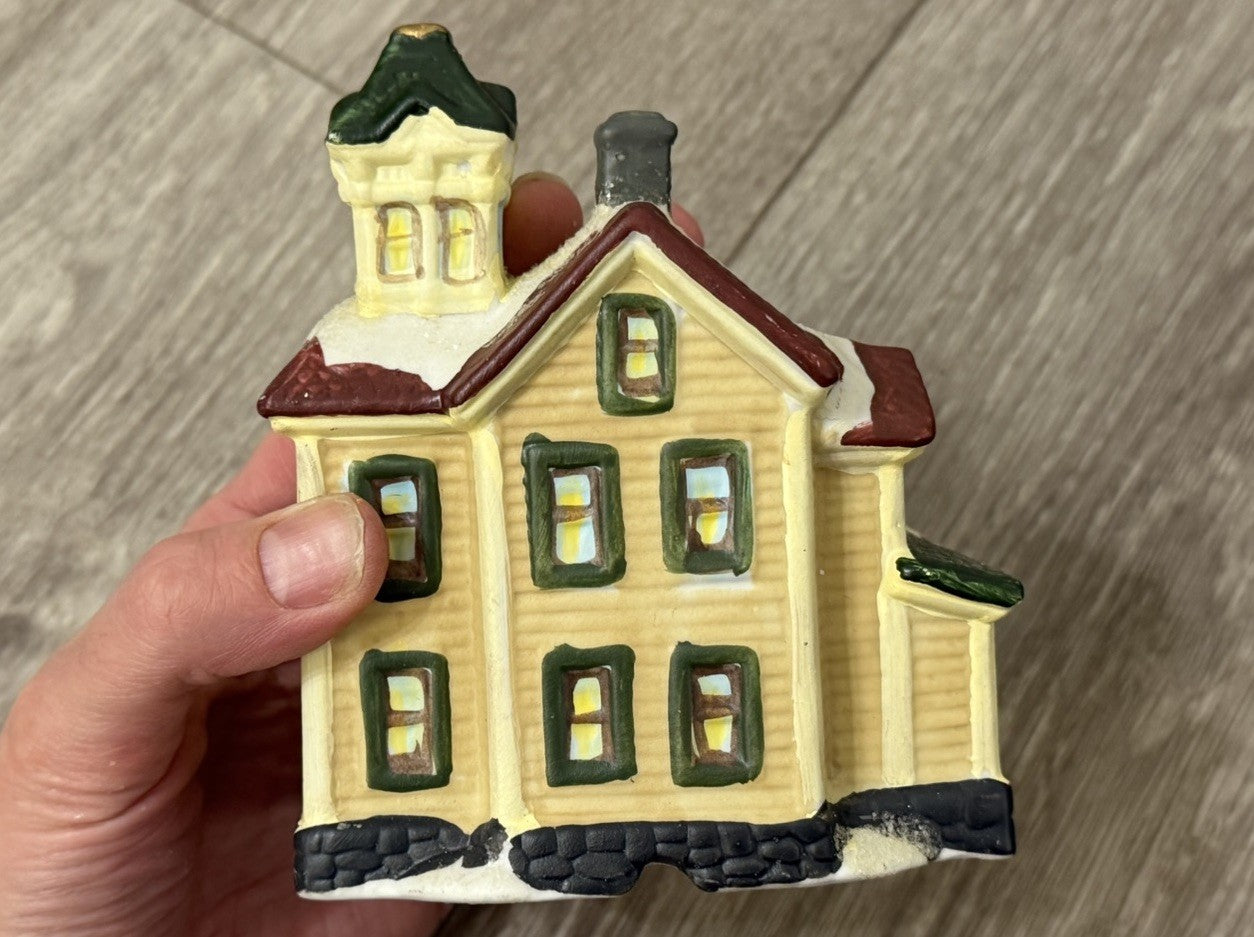 Mini Holiday Time Christmas Village House 3.75” X 4.5” For Tea-light
