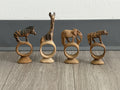 Vintage set of 4 Hand Carved Wooden African Safari Animal Napkin Ring Holders