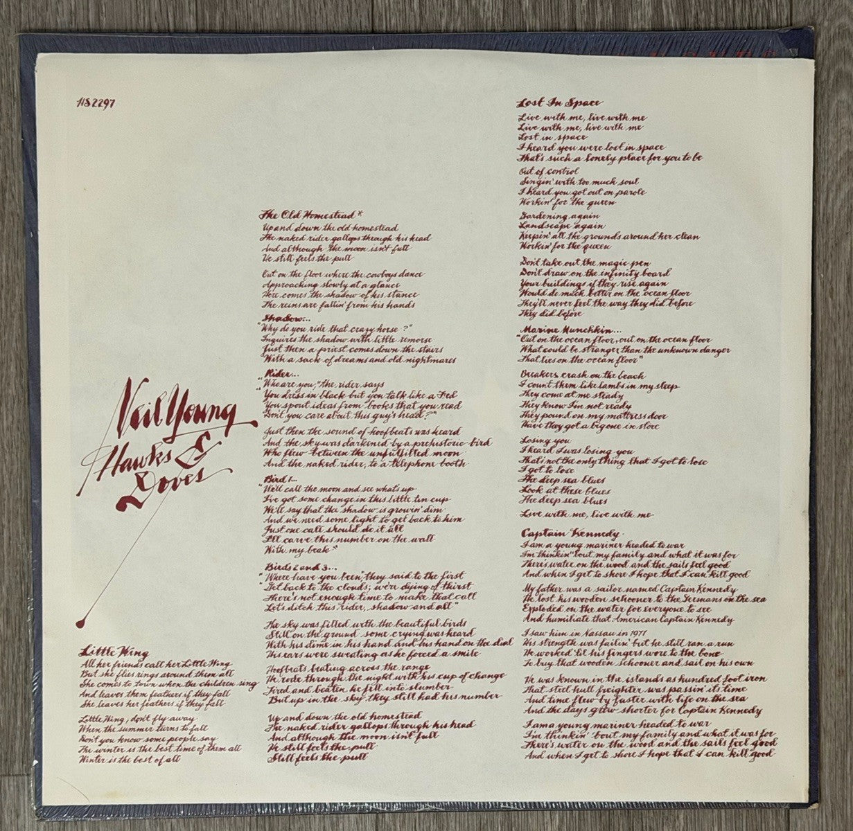 Neil Young "Hawks and Doves" 1980 Reprise Records HS 2297  U.S. Press VG+/VG+