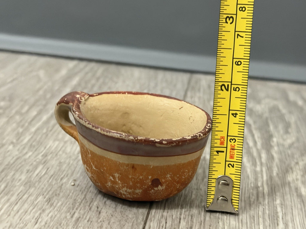 Vintage Mexican Cup Handmade Pottery Small Size 1.25” Tall X 2.25” Diameter