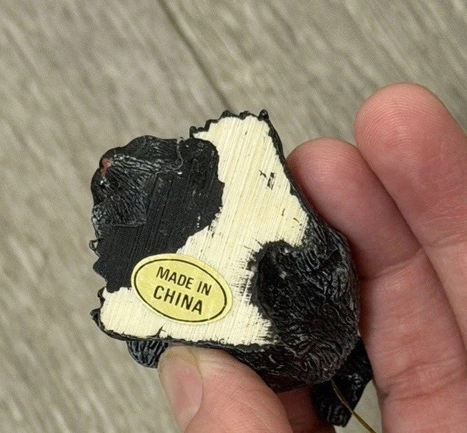 Vintage Small 1.75" Scary Resin Black Cat Hanging Ornament