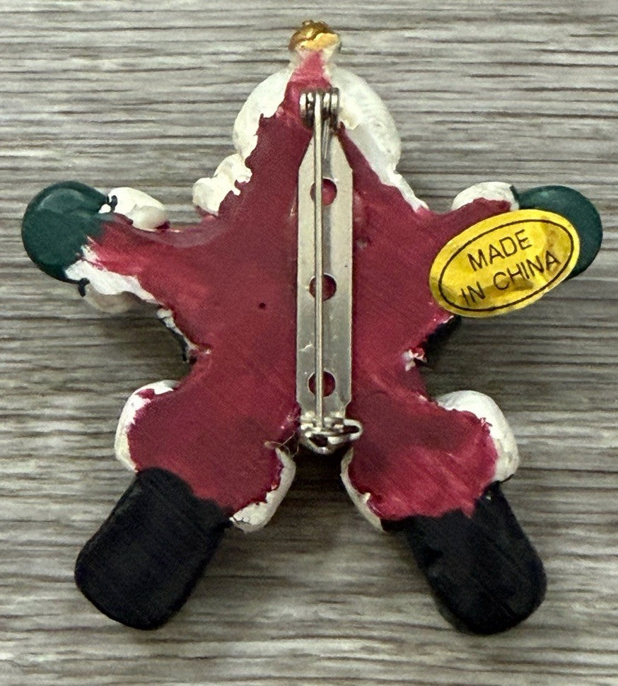 OLDER SANTA CLAUS CHRISTMAS PIN MADE OF DOUGH, RESIN?