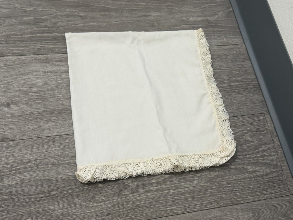 Vintage Handkerchief Crochet Edge 23" square approx. Floral Edge