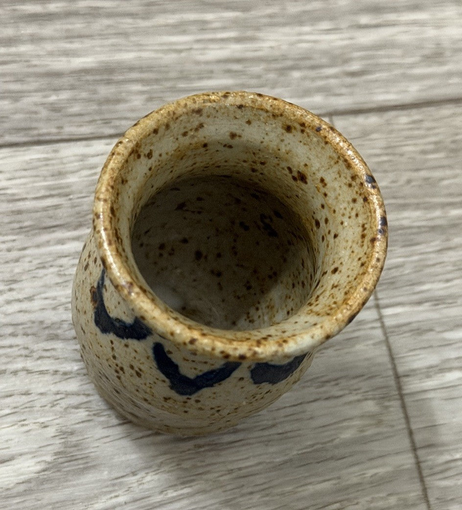 Cute Little Ceramic Studio Pottery Vase With Hearts Handmade & Signed 2.25” Tall