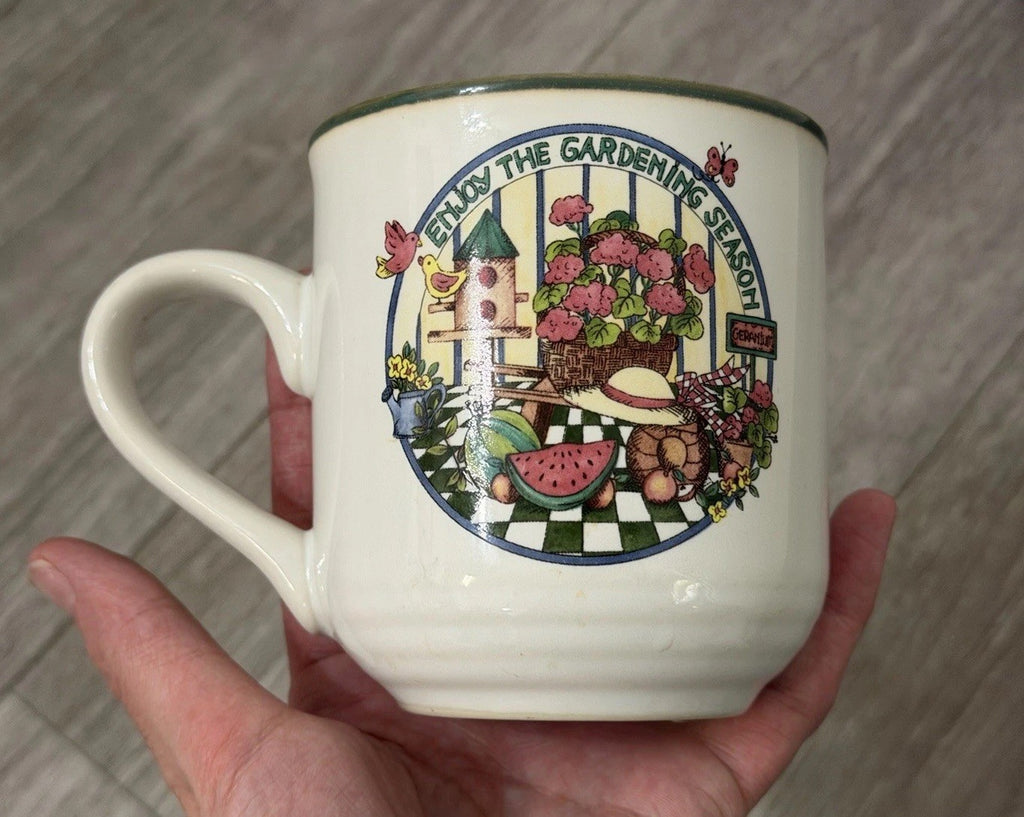 International Tableworks Coffee Mug Stoneware “Enjoy The Gardening Season” VNTG