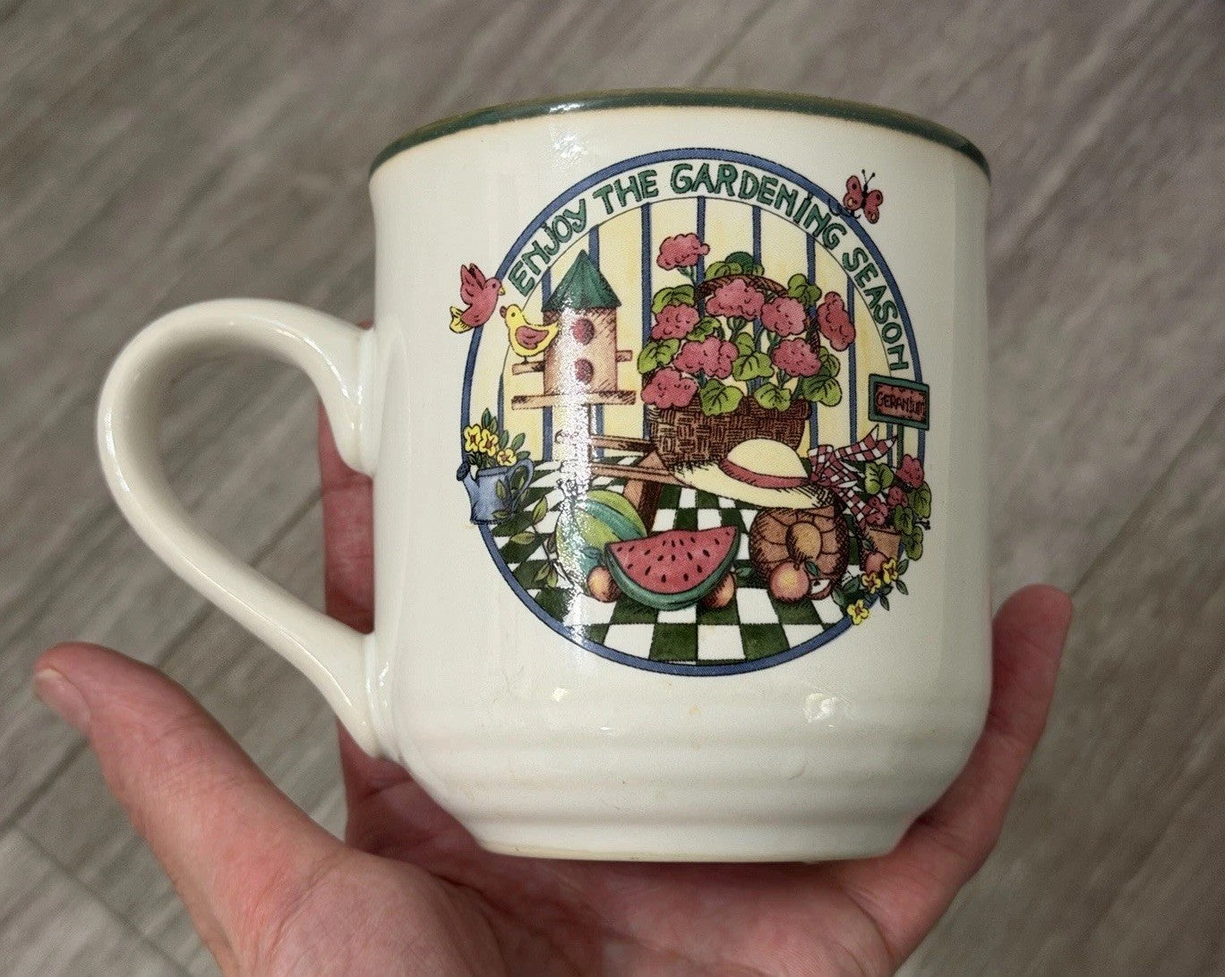 International Tableworks Coffee Mug Stoneware “Enjoy The Gardening Season” VNTG