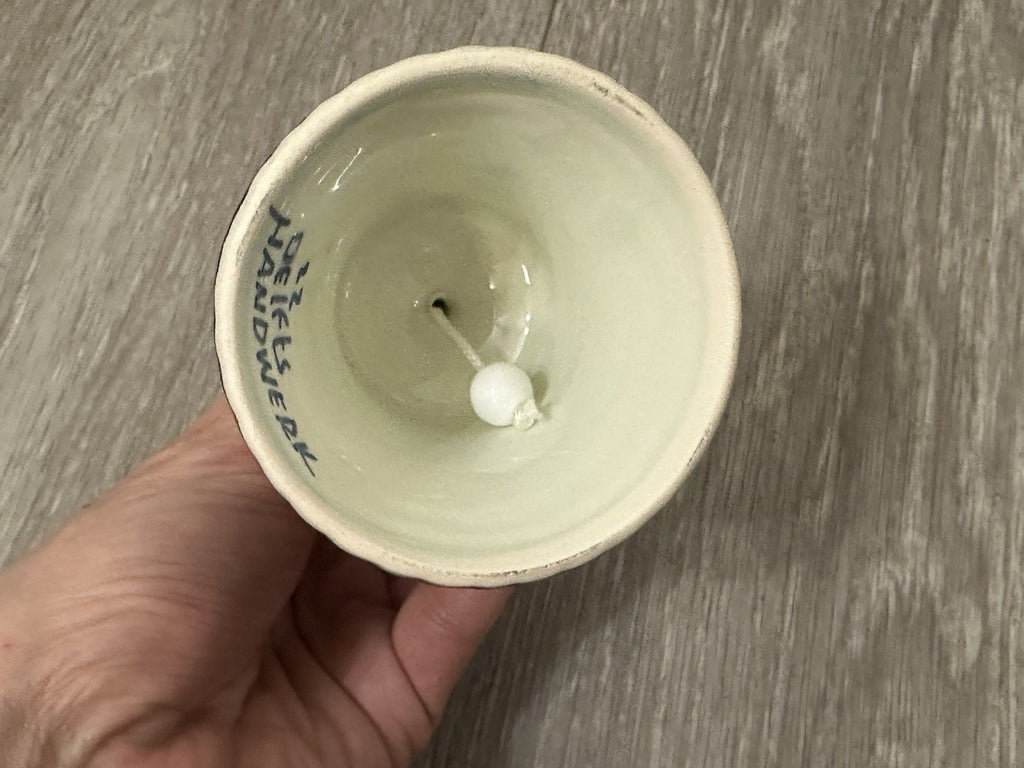 Vintage DELFTt Holland Blue and White Hand-Painted Windmill Leaf Bell 3”