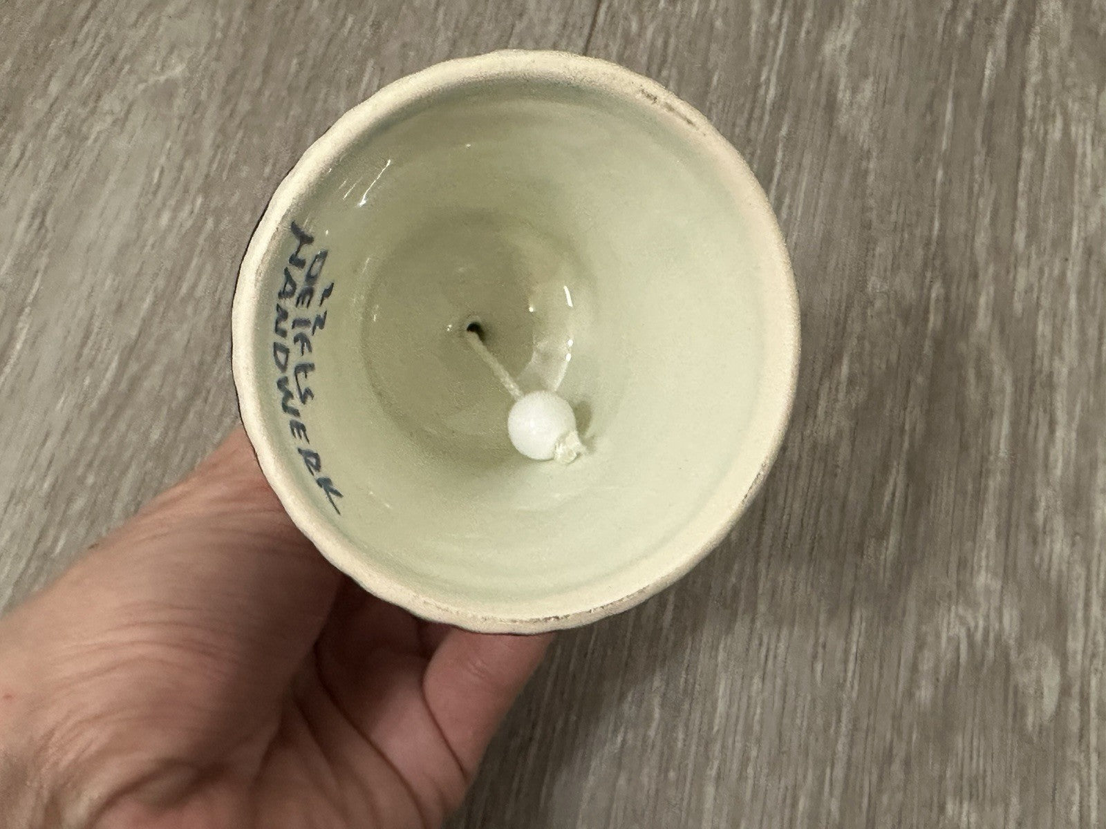 Vintage DELFTt Holland Blue and White Hand-Painted Windmill Leaf Bell 3”