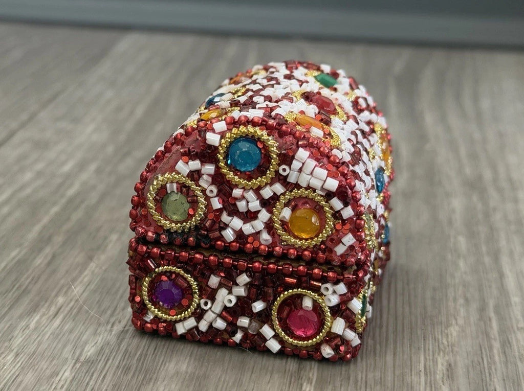 Handcrafted One-of-a-Kind Multi Color Beaded Mini Chest Trinket Gift Box
