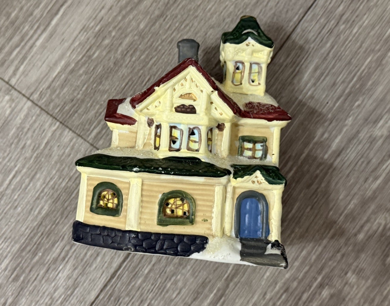 Mini Holiday Time Christmas Village House 3.75” X 4.5” For Tea-light