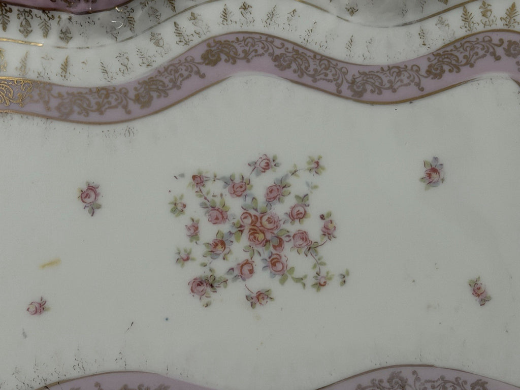 Victoria Carlsbad Austria Dresser Vanity Tray Floral Butterfly Shape Pinks