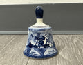 Vintage DELFTt Holland Blue and White Hand-Painted Windmill Leaf Bell 3”