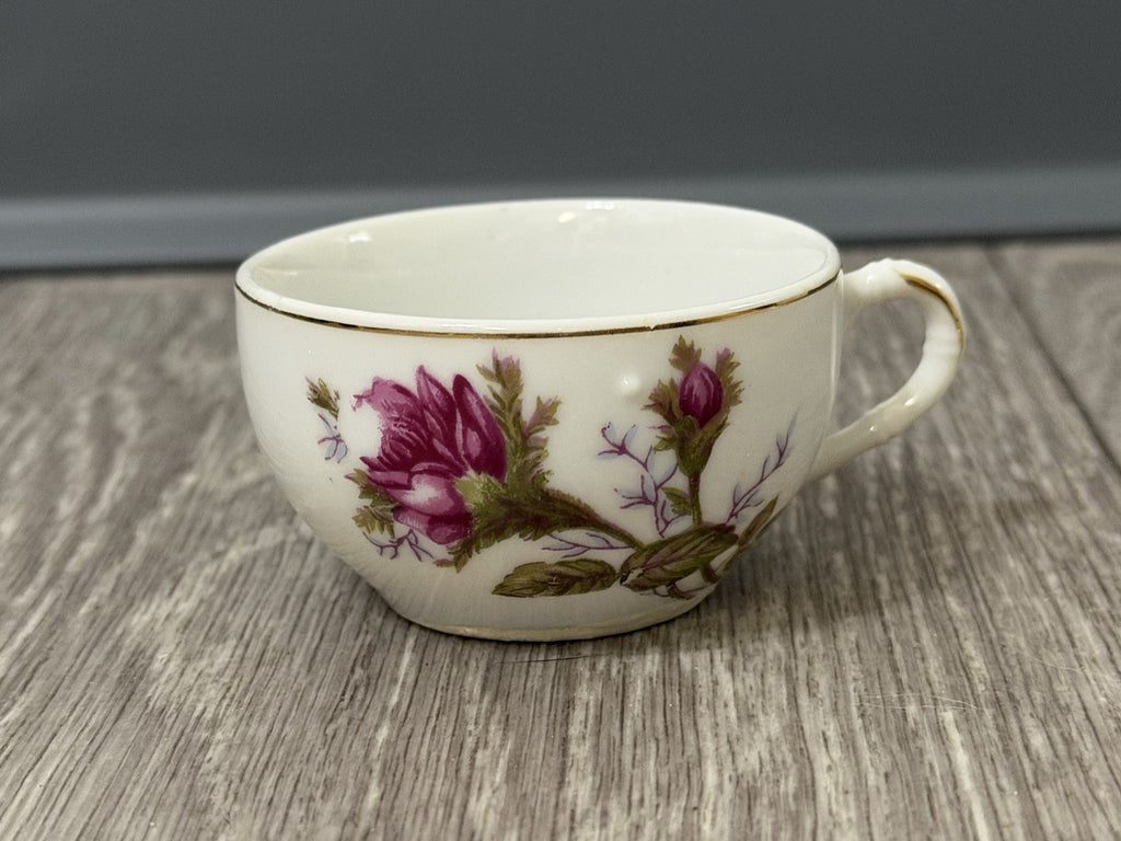 Vintage Small Teacup Moss Rose Design - Cup Only - No Saucer - Made In Japan