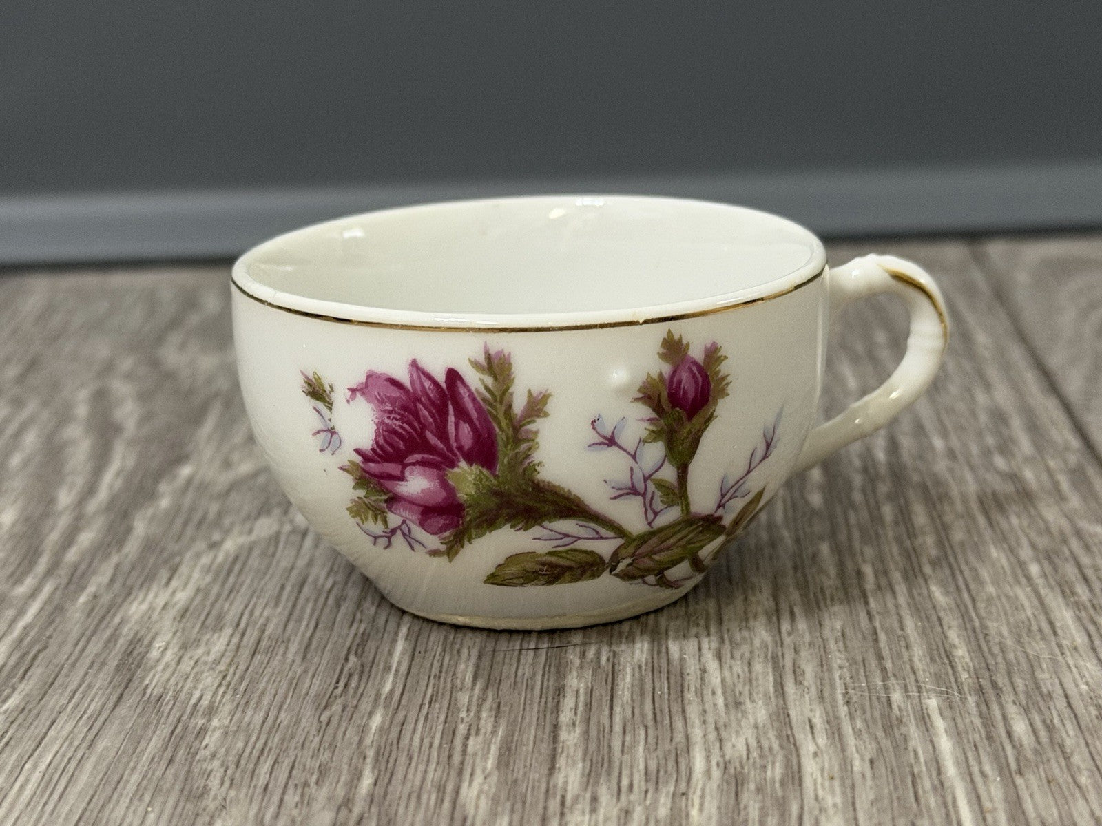 Vintage Small Teacup Moss Rose Design - Cup Only - No Saucer - Made In Japan