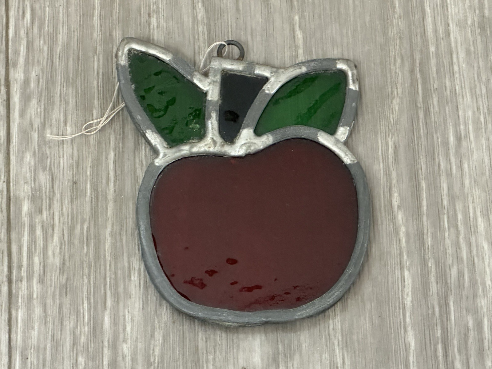 Vintage Apple Stain Glass Sun Catcher Teacher Autumn Fall Harvest