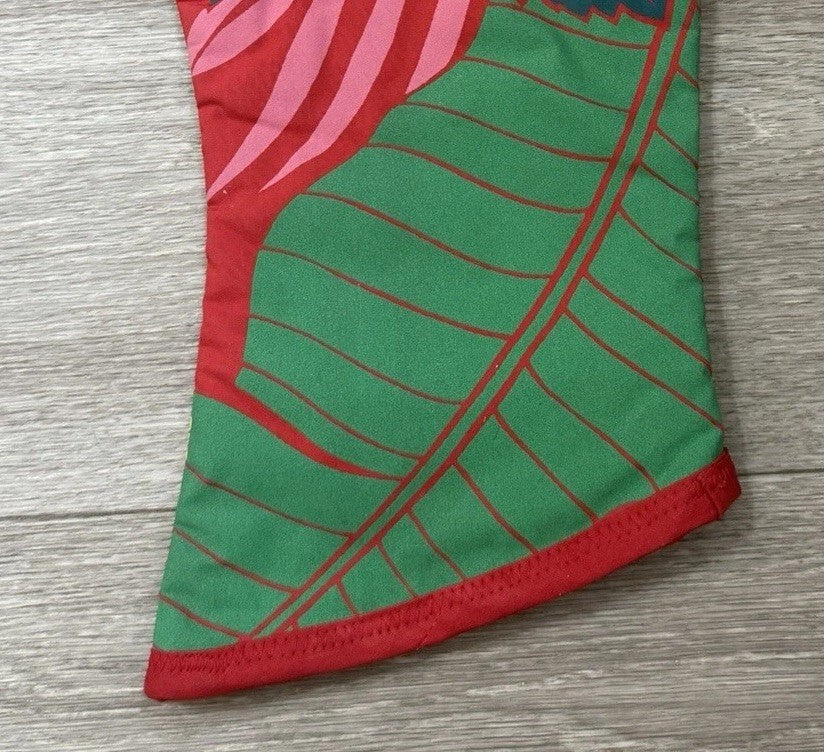 VINTAGE Hawaiian Style Hibiscus Oven Mitt summer BBQ Kitchen Housewarming Gift