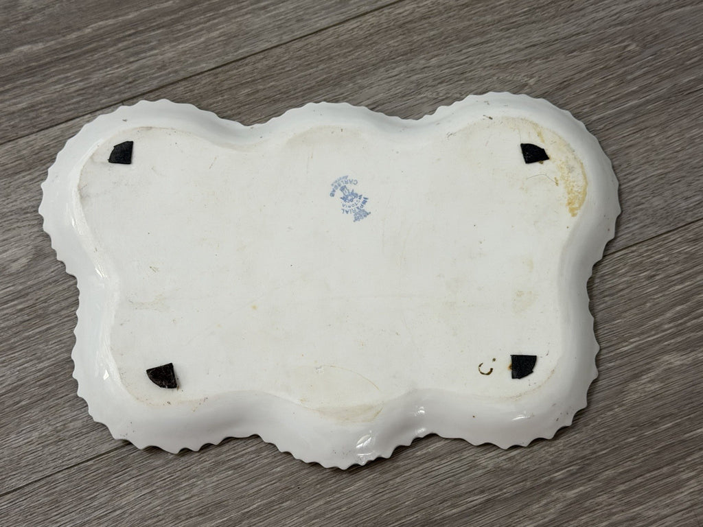Victoria Carlsbad Austria Dresser Vanity Tray Floral Butterfly Shape Pinks