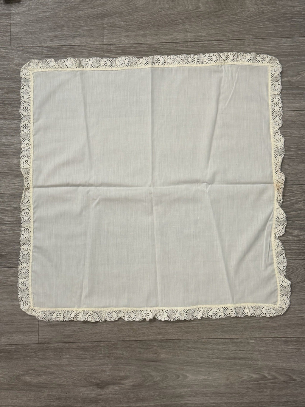 Vintage Handkerchief Crochet Edge 23" square approx. Floral Edge