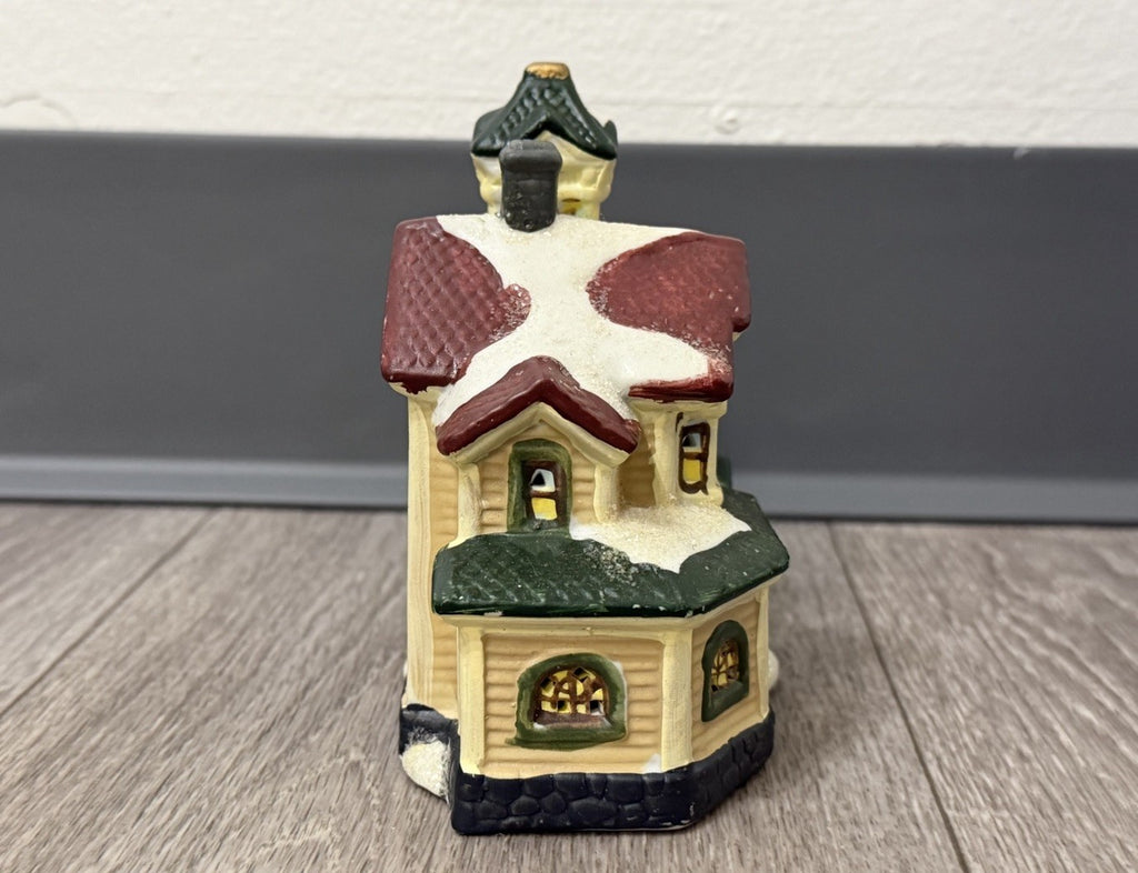 Mini Holiday Time Christmas Village House 3.75” X 4.5” For Tea-light