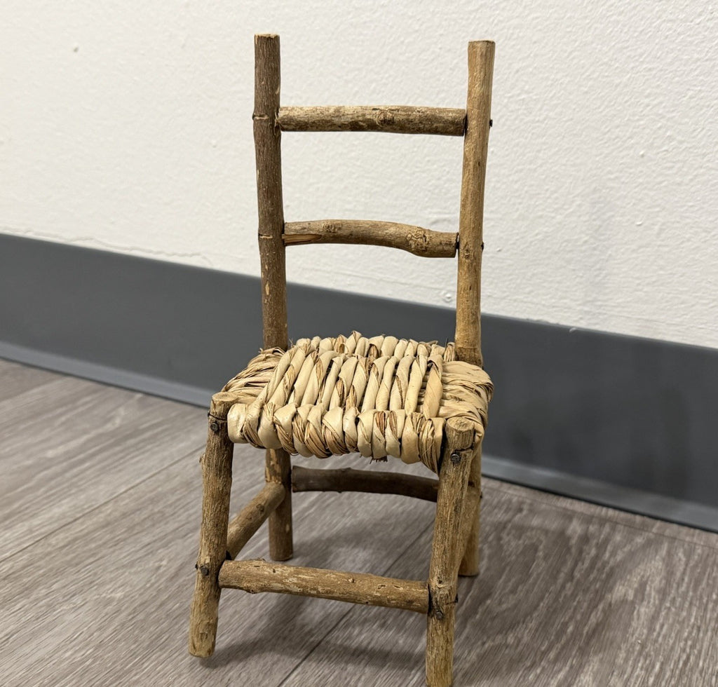 Cute Wood Ladder Back Doll Teddy Bear Chair 10” Tall Does Not Sit Sturdy