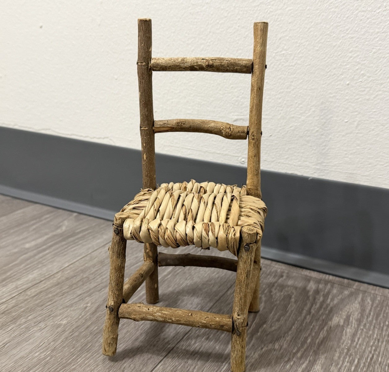 Cute Wood Ladder Back Doll Teddy Bear Chair 10” Tall Does Not Sit Sturdy