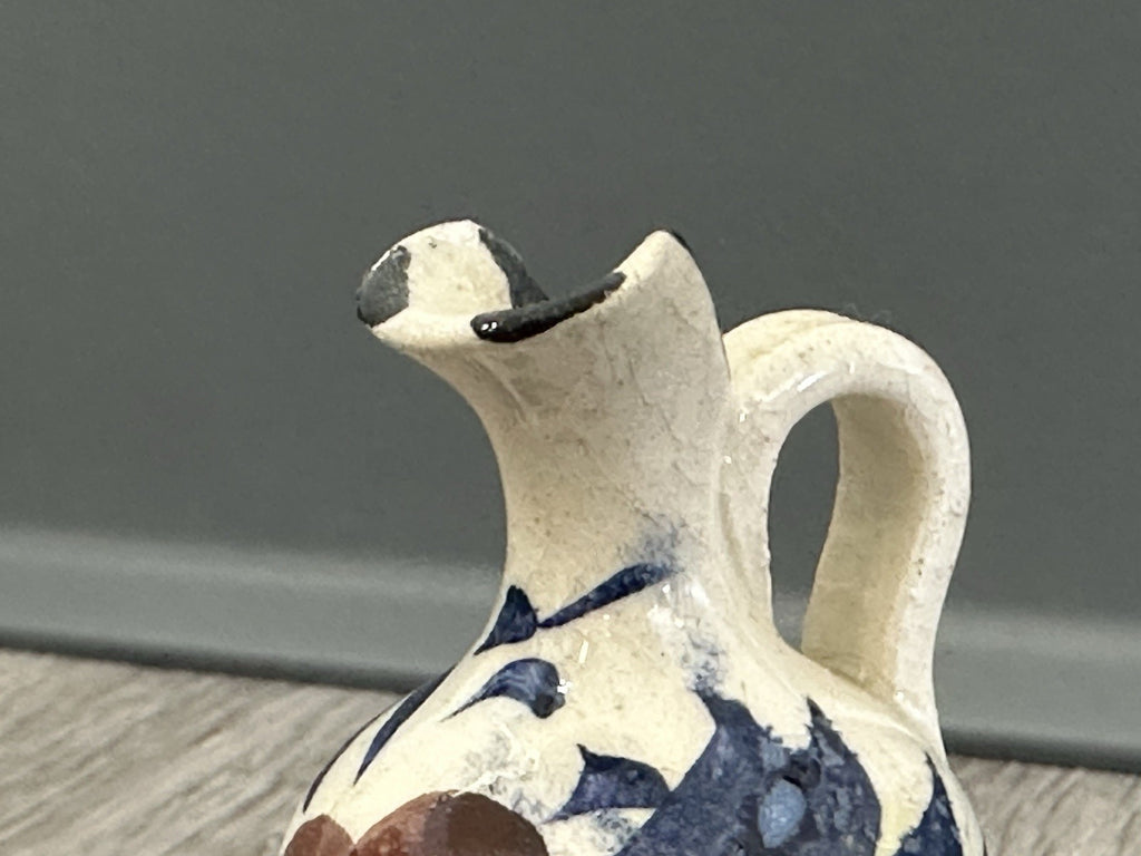 Adorable Vintage Pottery Mini Vase 2.5” Tall Hand Painted - Flower Design