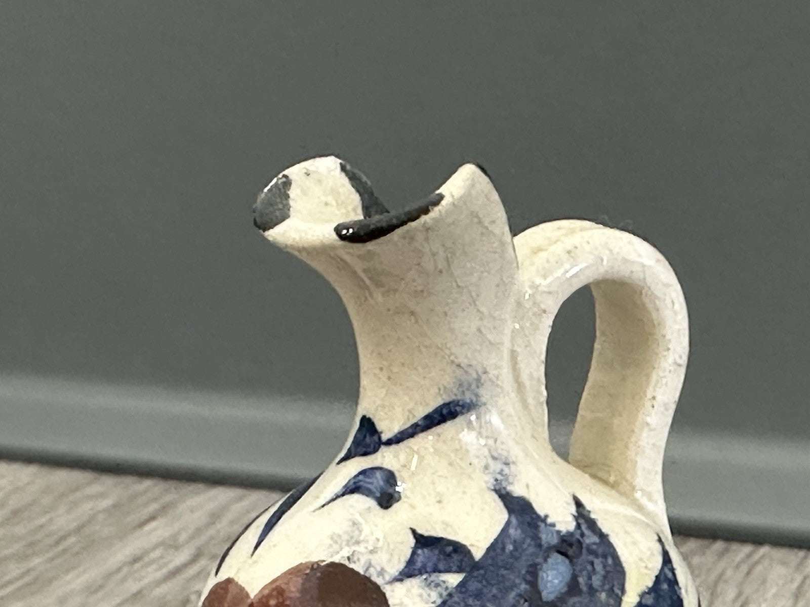 Adorable Vintage Pottery Mini Vase 2.5” Tall Hand Painted - Flower Design