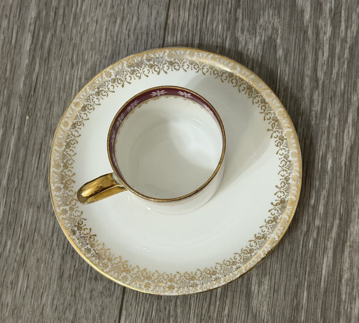 Small Size Antique CT Altwasser Germany Porcelain Tea Cup & Saucer Set Gold Trim