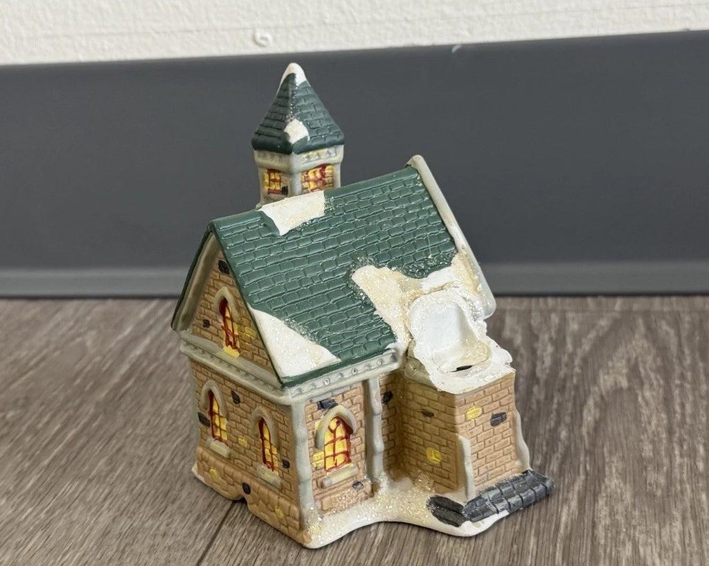 BROKEN- Vintage Small Porcelain Church For Christmas Village