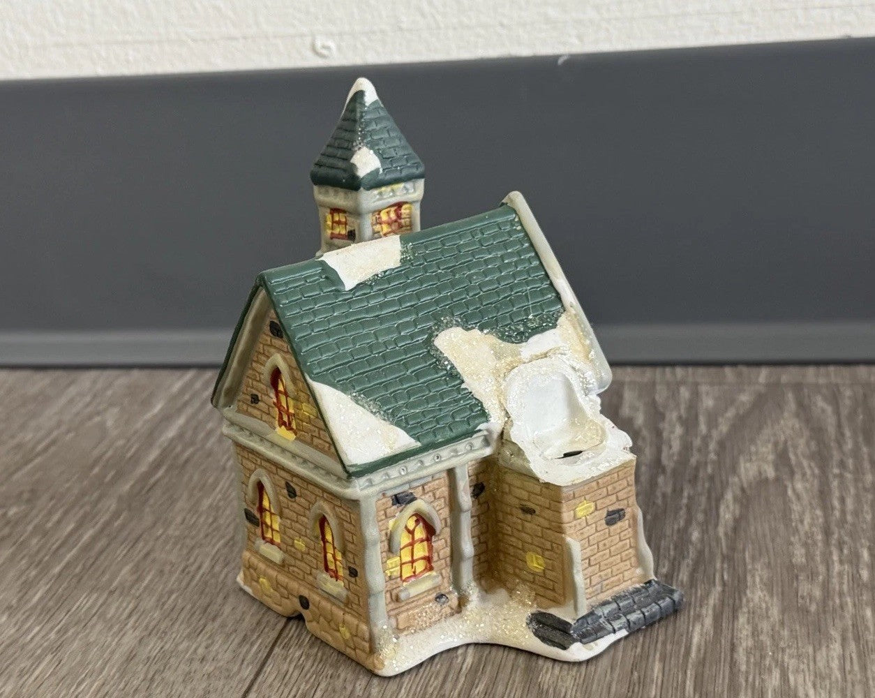 BROKEN- Vintage Small Porcelain Church For Christmas Village