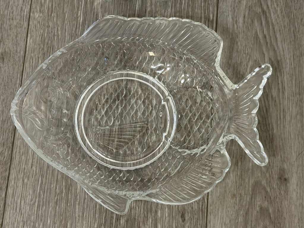 4 Glass Fish Shaped Appetizer Plates