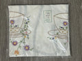 VINTAGE Embroidered Teacup Pockets Apron Handmade  No Bib 29 X 40” FLORAL - NIP
