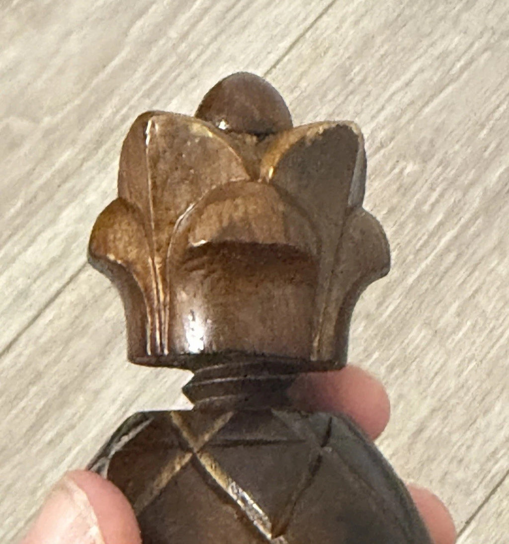 VINTAGE CARVED WOOD PINEAPPLE HAND HELD NUT CRACKER
