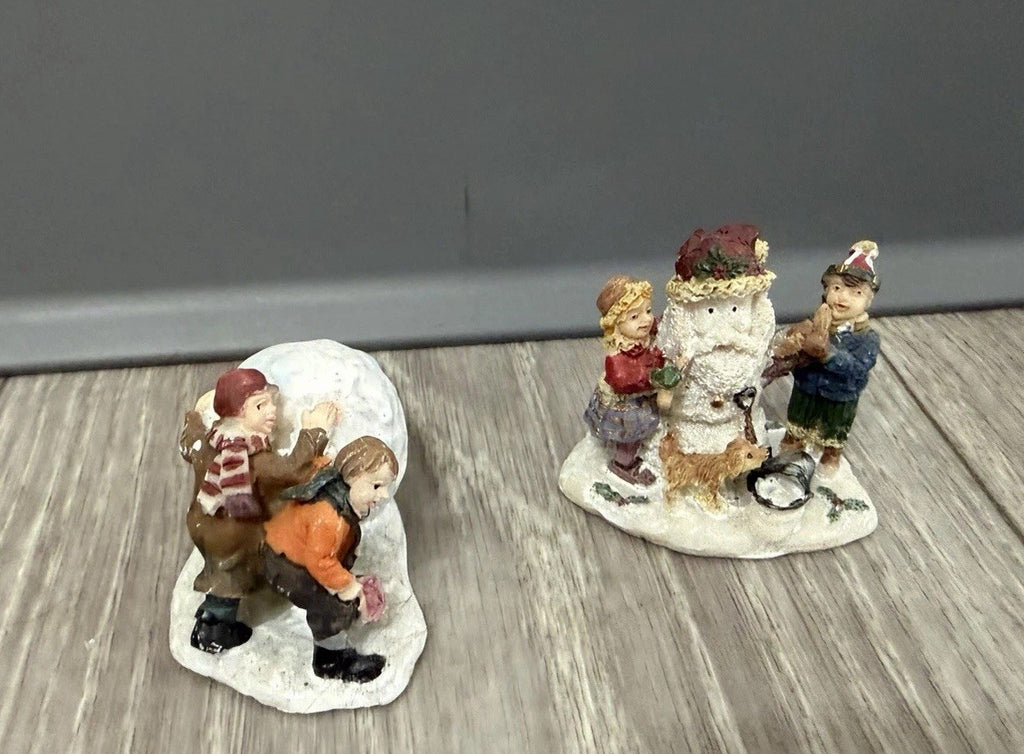 Christmas Village Figurines Lot of  2 Holiday Snow Figures