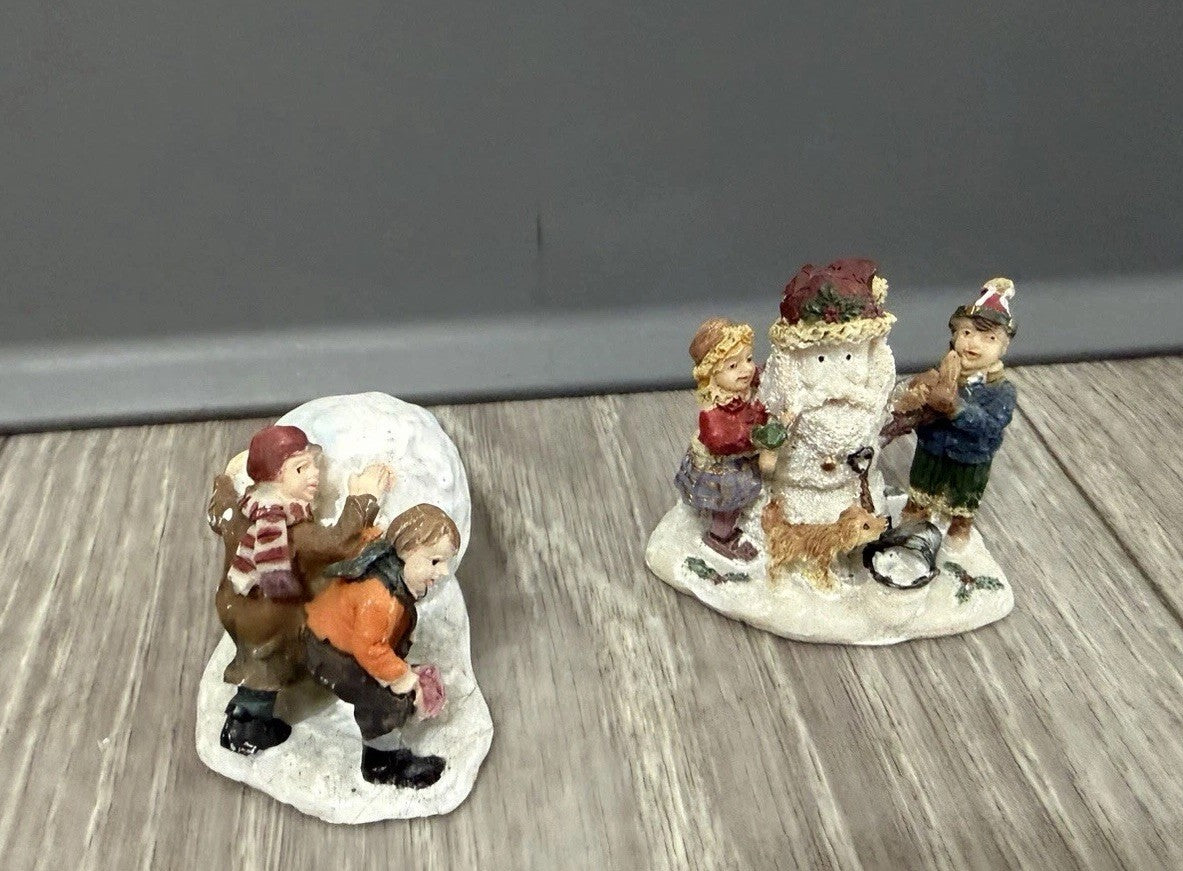 Christmas Village Figurines Lot of  2 Holiday Snow Figures