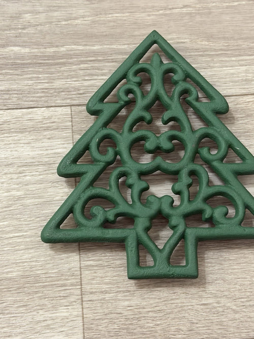 Christmas Tree trivet cast iron vintage