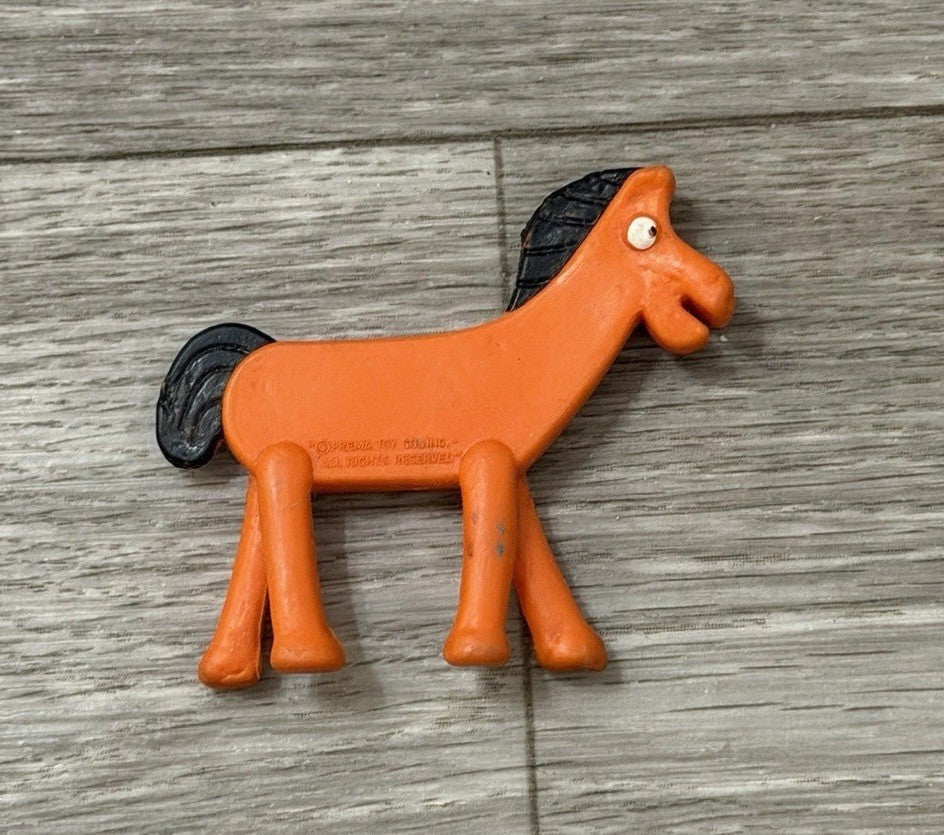 Vintage Prema Toys Gumby POKEY Orange Horse 2.5” Long Super-Flex Figure
