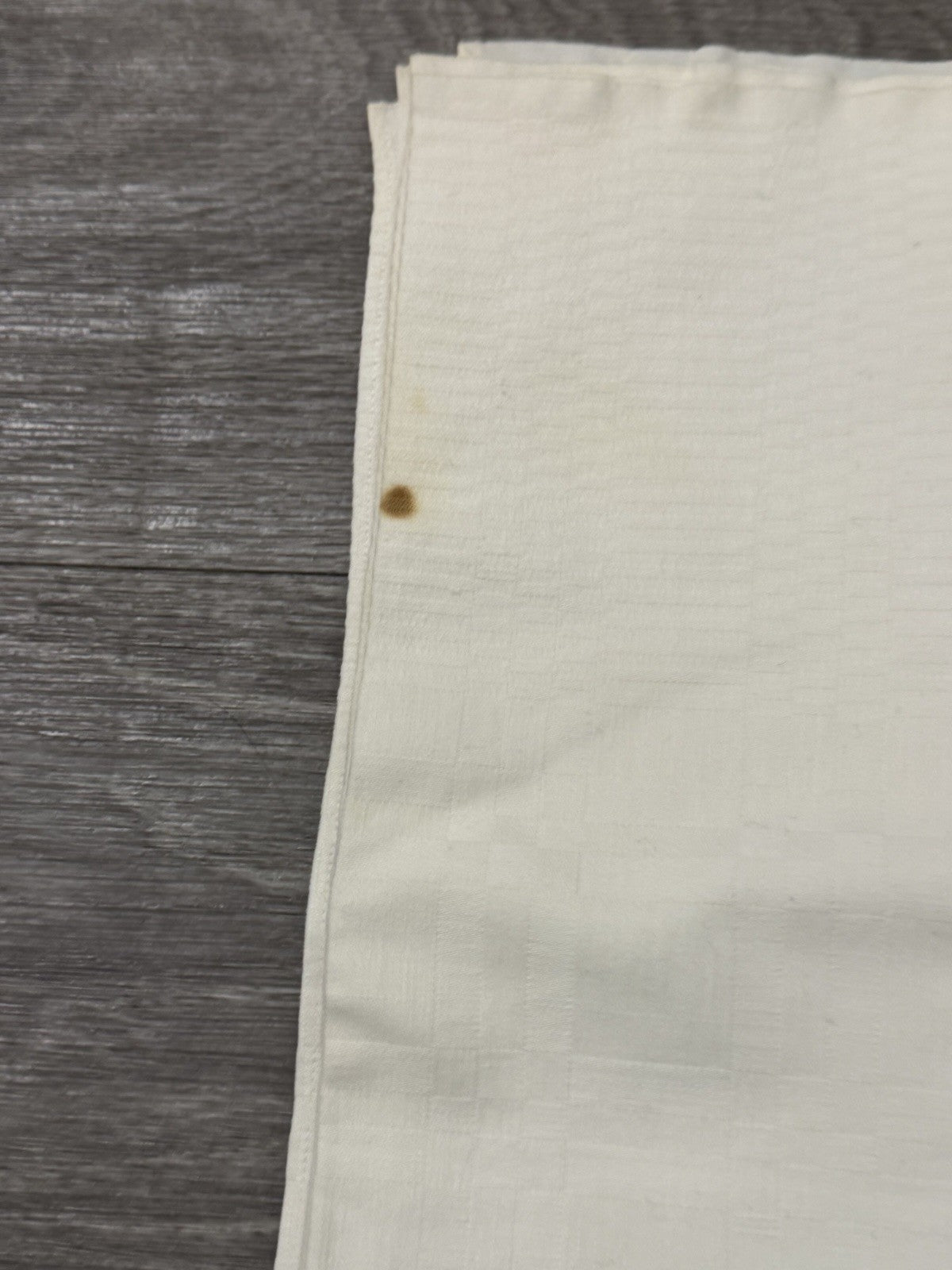 Vintage White Tablecloth 55” X 47” Stained