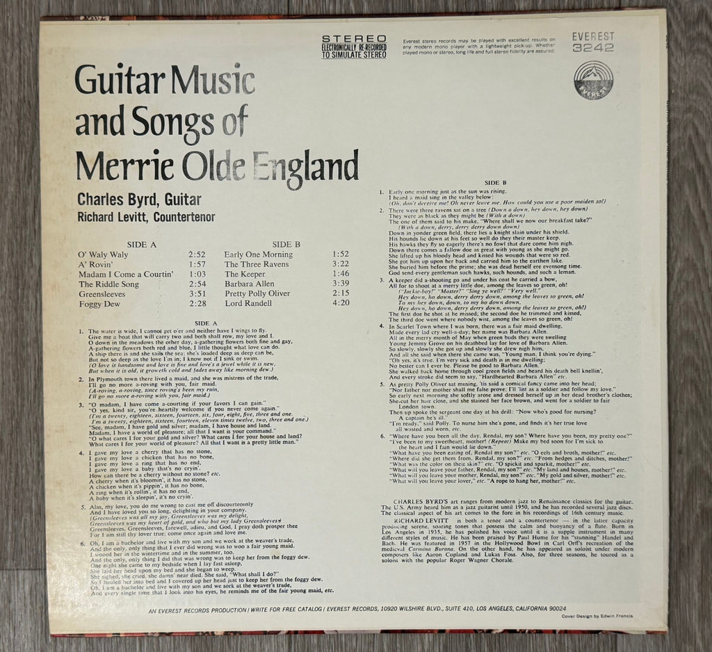 [JAZZ]~LP~CHARLIE BYRD (CHARLES)~Guitar Music And Songs Merrie Olde England