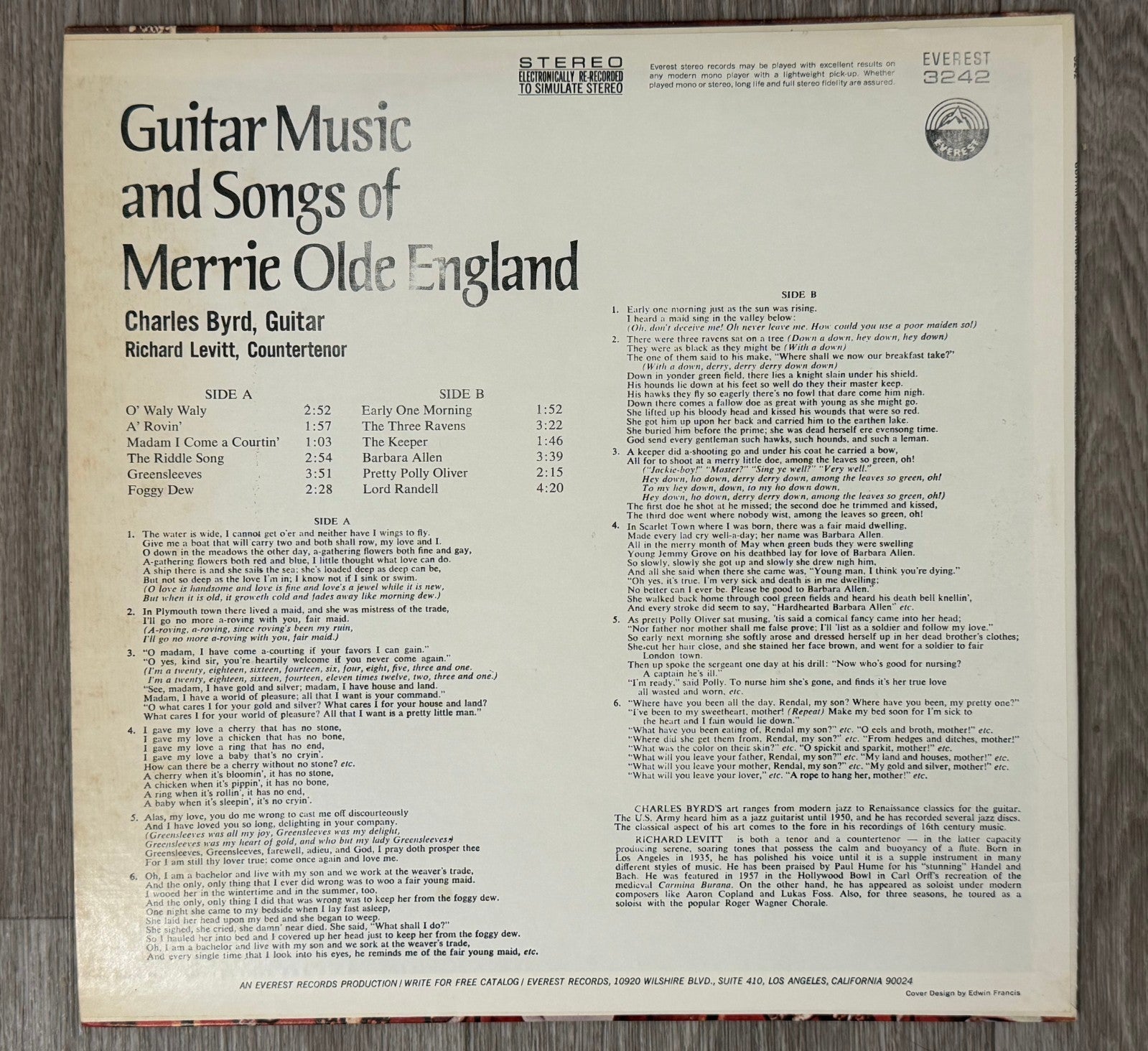 [JAZZ]~LP~CHARLIE BYRD (CHARLES)~Guitar Music And Songs Merrie Olde England