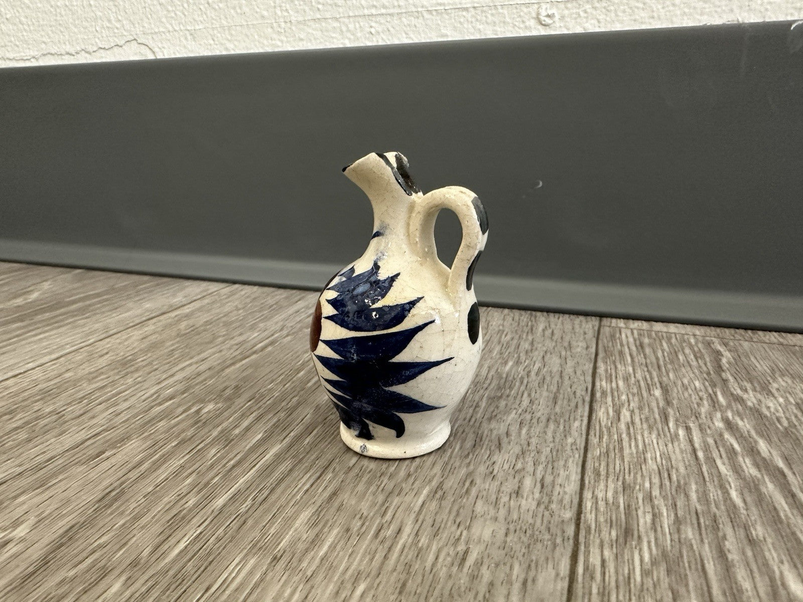 Adorable Vintage Pottery Mini Vase 2.5” Tall Hand Painted - Flower Design