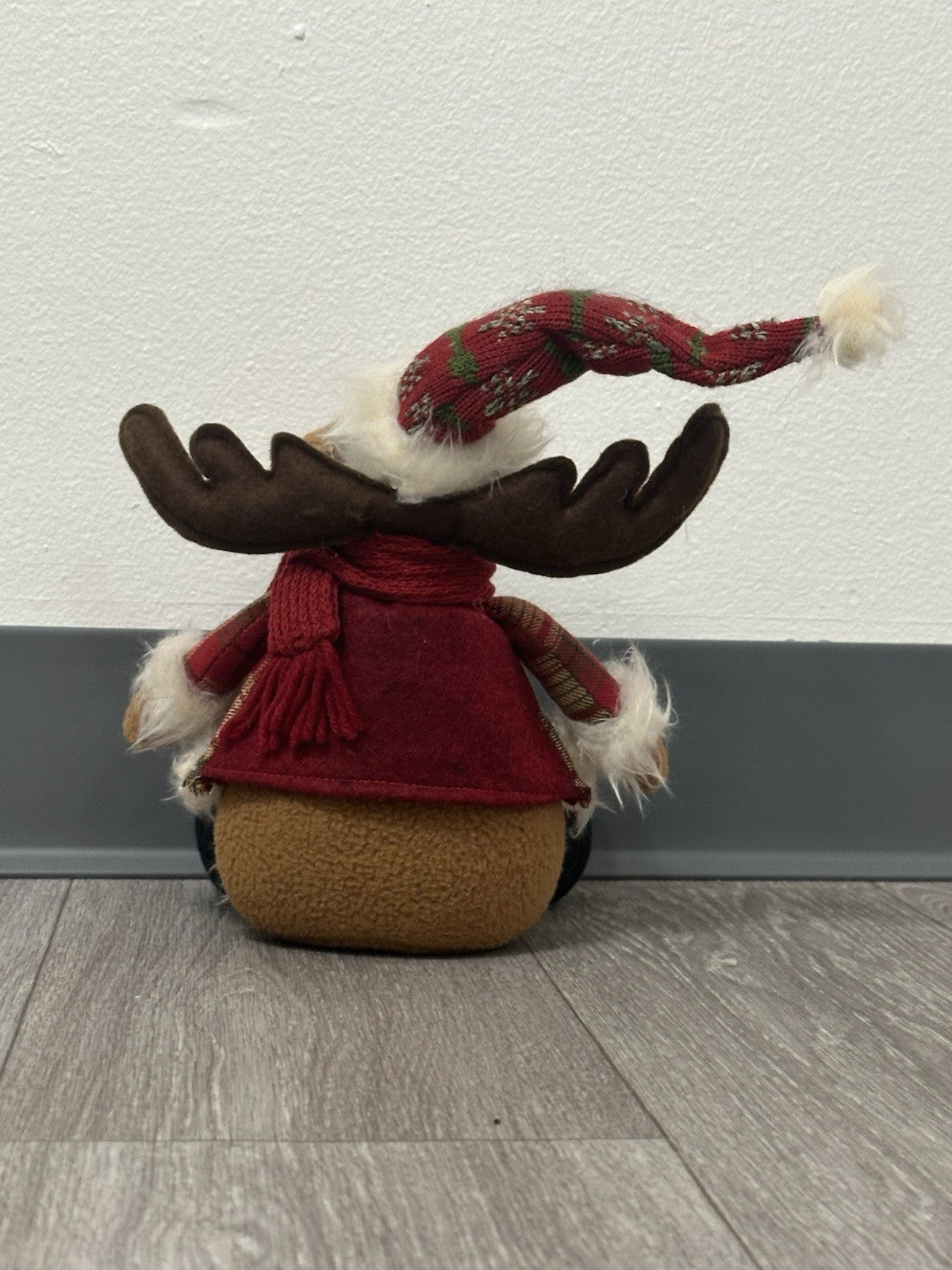 Vintage Reindeer Plush Toy with Red Scarf - Cute Stuffed Christmas Animal