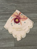 Vintage Windsor Canada Hankerchief Souvenir Hand Painted Pink Floral Hankie