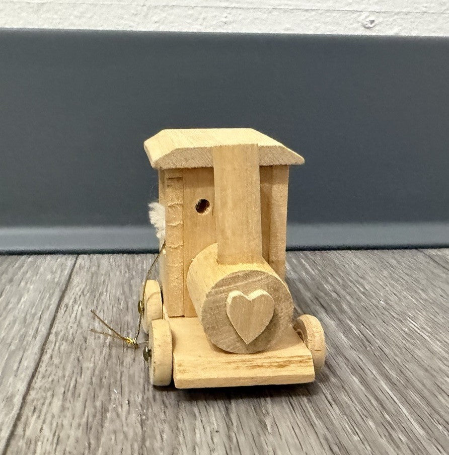 Wooden Christmas Tree Ornament Natural wood train engine